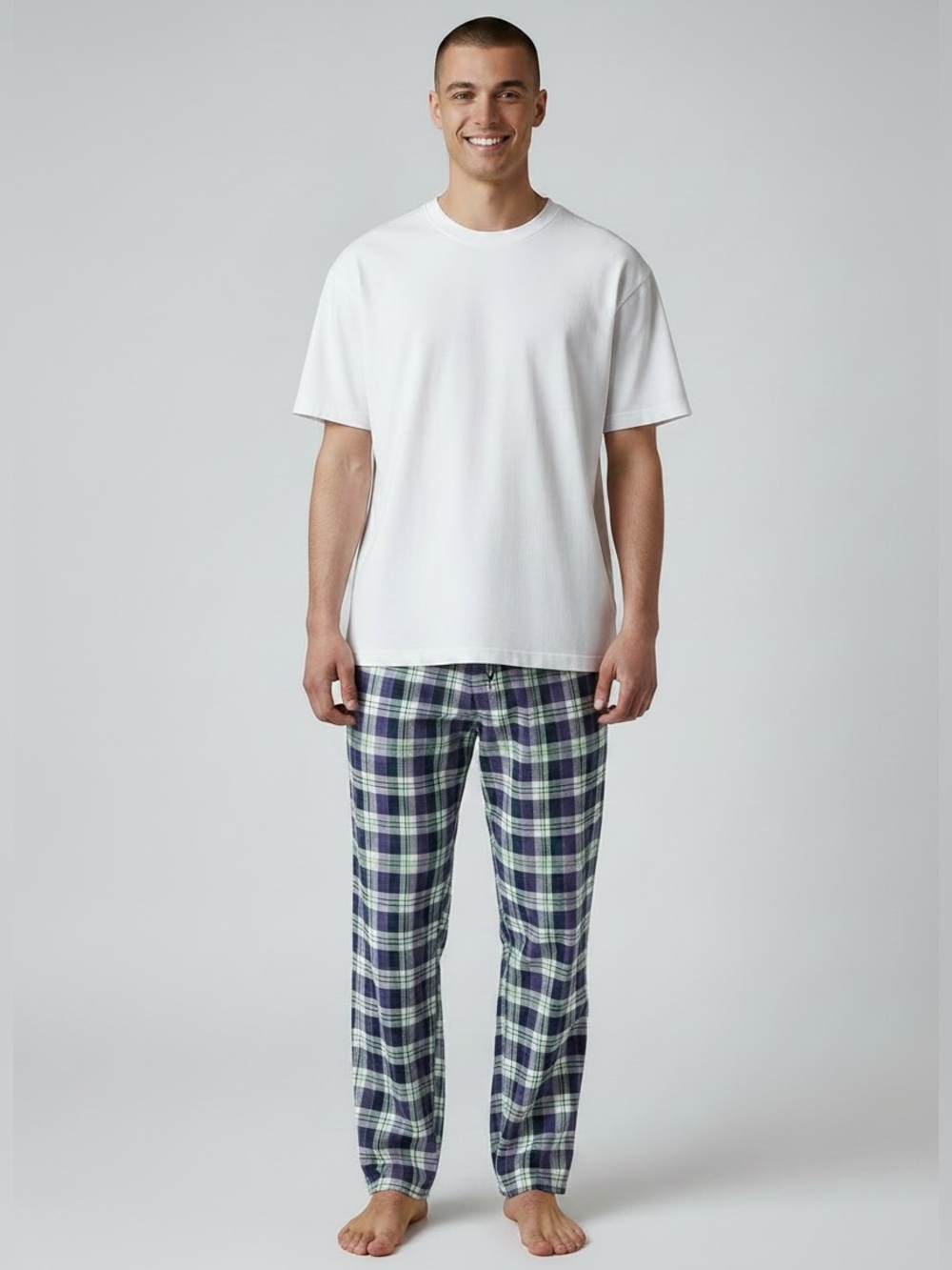 Club Room Men’s Pull On Plaid Drawstring Pajama Pants Blue/White/Multi Large